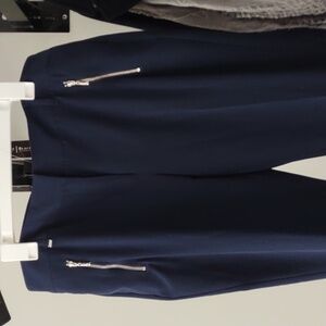 New White House Black Market Women's Dark Blue Pants with Zipper Accents.
